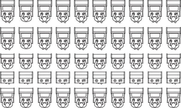 Top view of people playing retro arcade machines in a grid pattern vector illustration for game design
