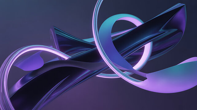 Abstract flowing ribbons with gradient colors create a dynamic 3d rendering against a dark background color three-dimensional curves