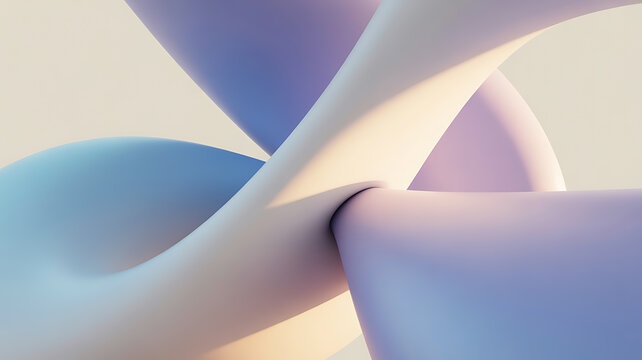 Abstract flowing shapes in pastel colors a 3d rendering with soft lighting and gradients form shape curve loop