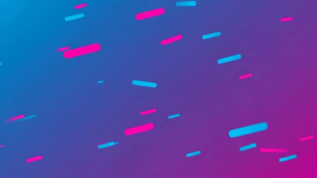 Abstract background with floating blue and pink geometric dash shapes