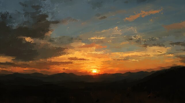 Dramatic panoramic sunrise and sunset sky with colorful clouds horizon