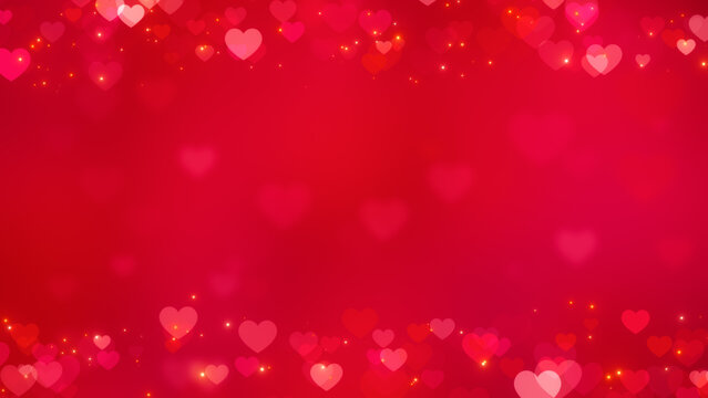 valentines day red hearts and shiny glitter golden glitter background, love and passion 14 February and anniversary social media design element