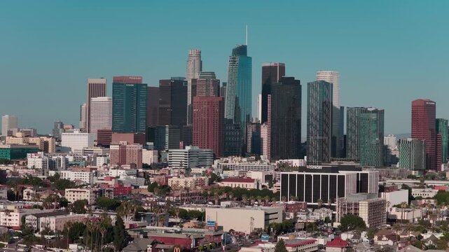 4k 24 FPS Movement Pan Left to Right Downtown Los Angeles center cluster Skyline