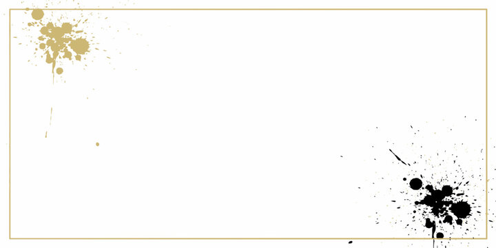 Gold Border with Black and Gold Splash on White Background