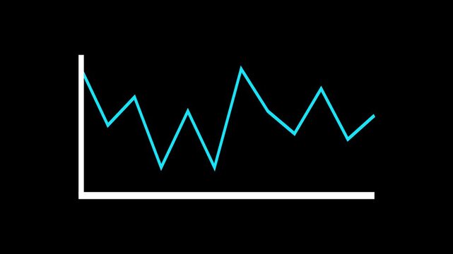 Rising neon colored line graph showing upwards trend in stock market. 4K resolution graphic animation.