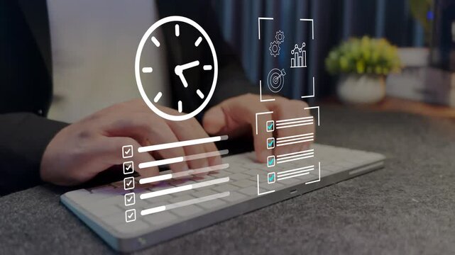 Clock and to do list interface, time management and productivity tools.  planning, scheduling, and efficient business workflow solutions.