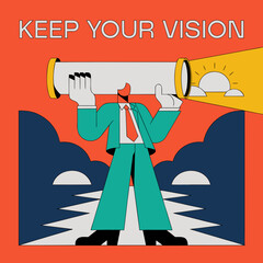 Obraz premium Inspirational Flat Vector Poster Illustration of Vision Planning Personal Growth and Success