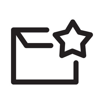 Starred document icon a flat black line drawing on a white background for digital interface elements star favorite rating