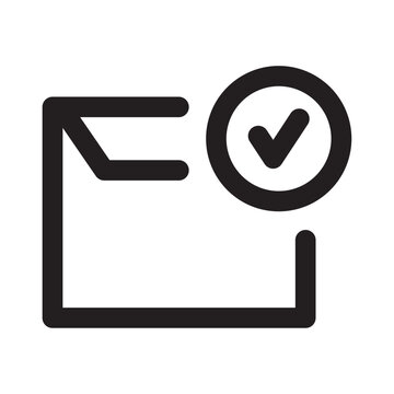 Document with checkmark icon a flat black silhouette on a white background for verification concepts file paper tick validation