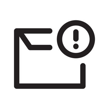 Document with exclamation mark icon flat black silhouette on a white background for user interface file paper report page