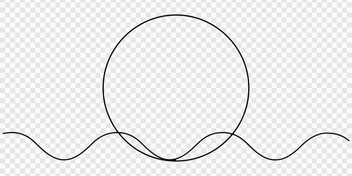 Continuous line circle illustration isolated vector, continuous one line drawing circle, Continuous one line circle stroke, Hand drawn circle frame on white background. one line drawing vector.