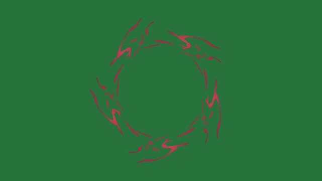 White border and red geometric design black screen circle logo clock bird isolated on green screen background