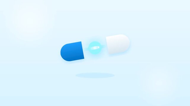 Modern blue and white medical capsule with glowing energy core