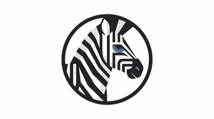 Naklejka premium A stylized, geometric illustration of a zebra's head in profile, set within a circular frame.