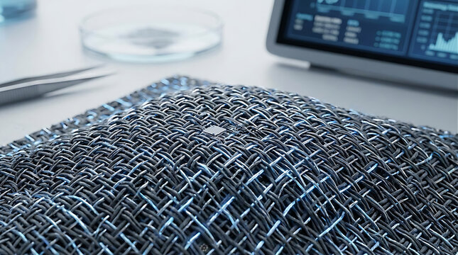 Close Up of Smart Fabric Electronic Threads Textile Research