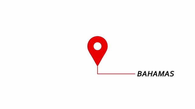 Bhamas location  icon animation Panama country name text down location pin pointer icon in 4k animation with alpha channel on transparent background 