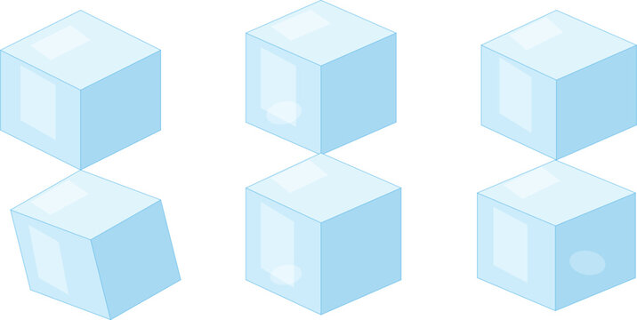 Ice Cube Vector Set Blue Transparent Frozen Water Blocks Isolated