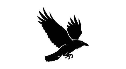 Fototapeta premium Black bird in flight wings spread.