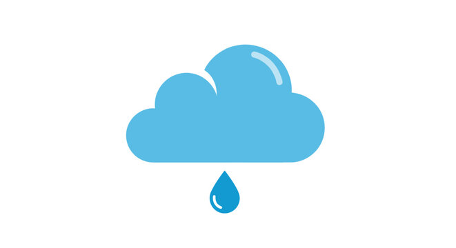 Blue cloud with rain drop falling.