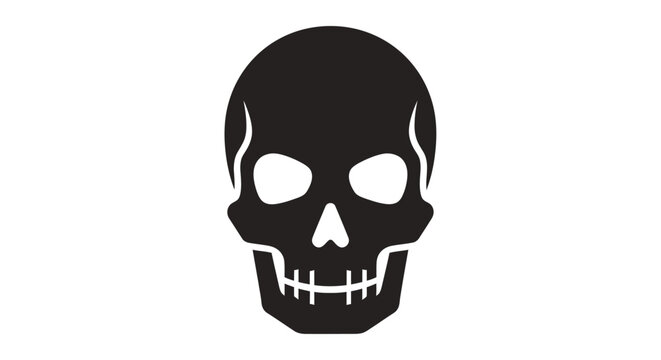 Black skull icon graphic symbol.