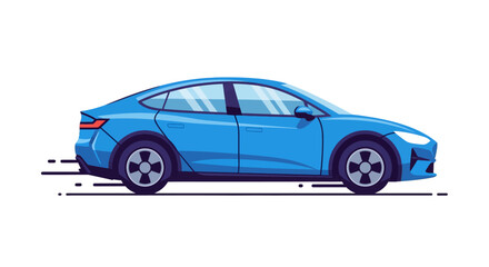 Fototapeta premium Blue Sedan Car Side View Profile.