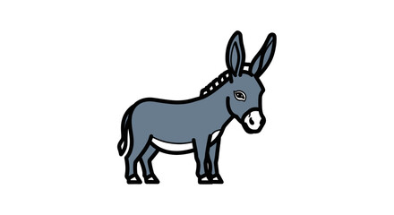 Fototapeta premium Gray cartoon donkey standing profile.