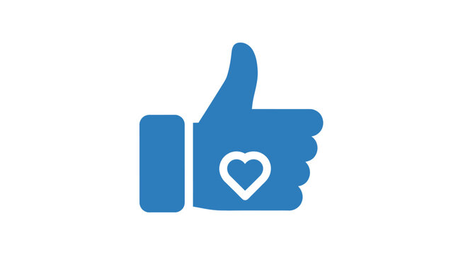 Blue thumbs up with heart icon.