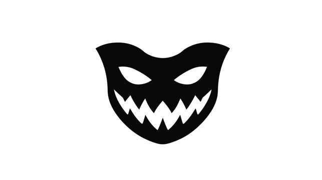 Mask featuring a jagged tooth grin and sharp eye cutouts provides a sinister aesthetic for holiday celebrations or horror themed graphic projects set against a solid white background area.
