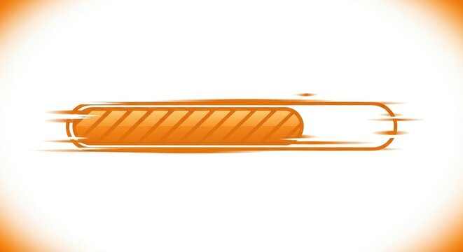 Orange Progress Bar Illustrating Loading, Processing, and Completion on White Background.