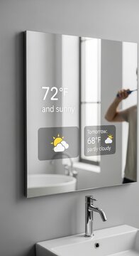 Smart Mirror with Weather and Temperature Display.