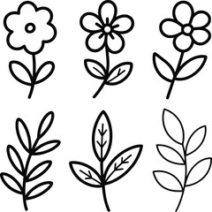Fototapeta premium Floral Line Art Vector Illustration