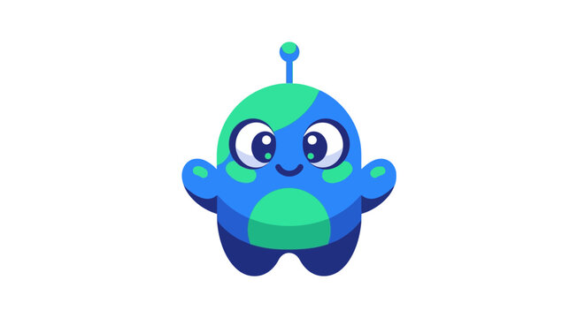 Cartoon Earth Character With Antenna.