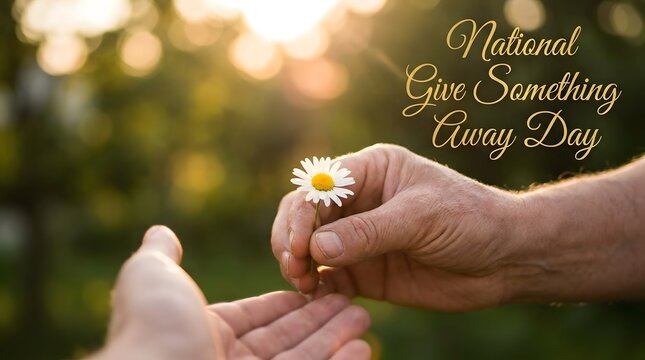 Offering a wild daisy flower on national give something away day with generosity