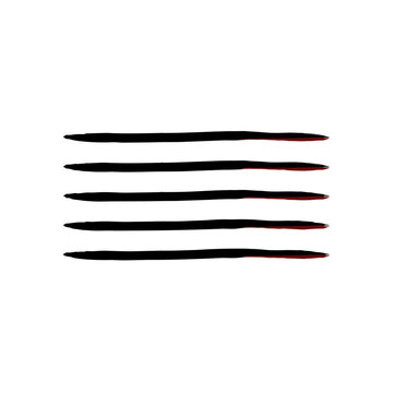 Five horizontal black brush stroke lines on transparent background