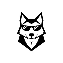 Stylized husky with sunglasses graphic art on transparent background © Nayeem
