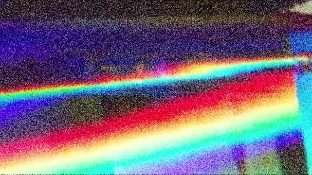 VHS Glitch with Colorful Rainbow Distortion. 4k alpha