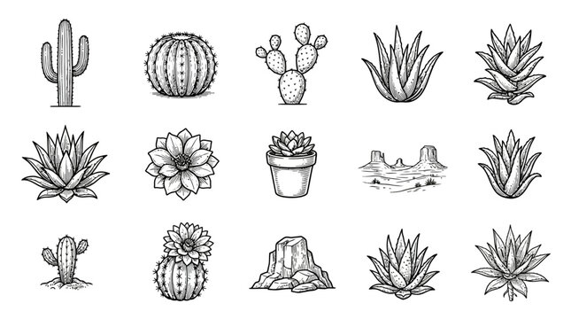Collection of various succulent plants.
