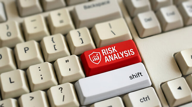 Risk Analysis Keyboard Button &ndash; Business Risk Assessment, Decision Making and Compliance Concept