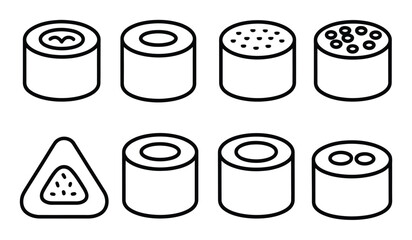 A collection of simple black and white sushi roll arranged in a grid pattern © Khalek