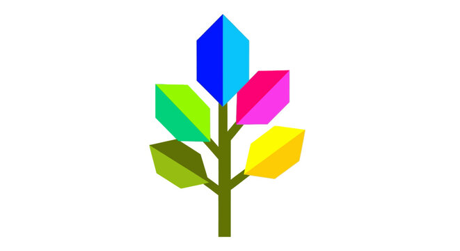 Colorful flower with green stem.