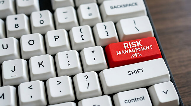 Risk Management Keyboard Button &ndash; Business Risk Assessment, Compliance and Enterprise Governance Concept