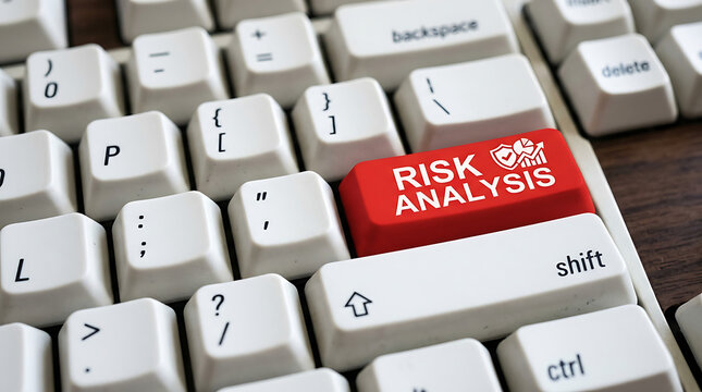 Risk Analysis Keyboard Button &ndash; Business Risk Assessment, Decision Making and Compliance Concept