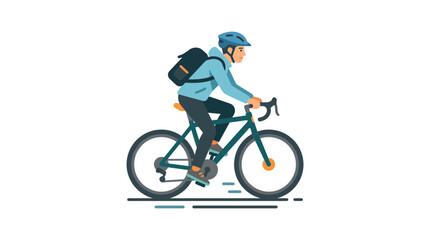 Fototapeta premium Man Riding Bicycle with Backpack, Active Lifestyle, Urban Commute