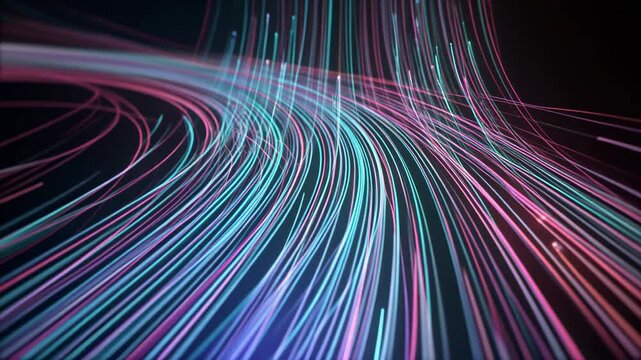 Glowing Fiber Optic Cables Turning Into Chart Lines For Internet Speed High Frequency Trading