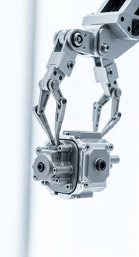 Close-up of a Robotic Arm Holding a Mechanical Component.