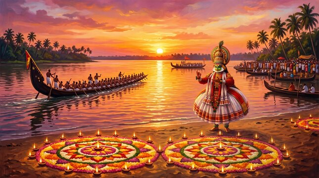 festival of happy onam design background.