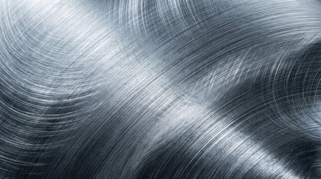 A close-up shot of a spinning vinyl record, creating a dynamic pattern of concentric circles. The surface of the record is highly polished, reflecting light and producing a metallic sheen.
