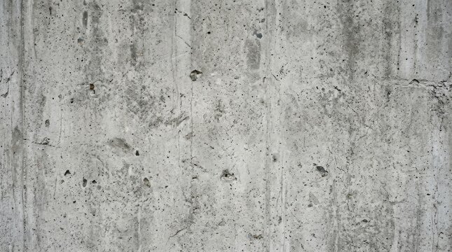 A weathered concrete wall presents a textured surface with visible aggregate and small holes. The gray concrete exhibits a rough, aged appearance, suggesting exposure to the elements.