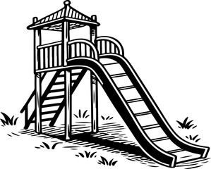 Obraz premium Hand-drawn playground slide with stairs vector illustration