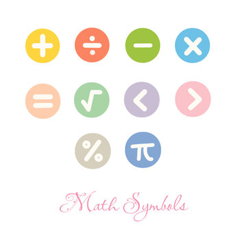 Mathematics symbols icons set